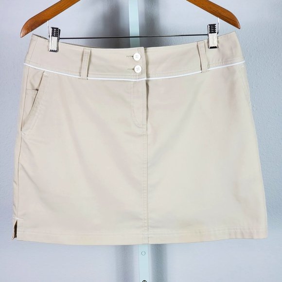 adidas Pants - ADIDAS stretch golf tennis skort shorts beige Sz 8